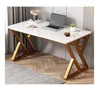 WDSOPK Modern Gaming Computer Desk for Home Office Simple Luxury Writing Table 80 140cm Stylish Study Desk for Bedroom（White-140cm gold frame）