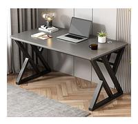 WDSOPK Modern Gaming Computer Desk for Home Office Simple Luxury Writing Table 80 140cm Stylish Study Desk for Bedroom（Grey-140cm black frame）