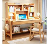 WDSOPK Modern Pink Hutch Computer Desk with Drawers 49" Study Table for Home & Office Stylish Workstation Compact Desk for Small Spaces（Natural-33）
