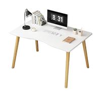 WDSOPK Modern Wooden Computer Desk 120x60x73 cm Solid Wood Legs White Study Writing Table for Home Office Gaming & StudyStylish & Functional Workspace Furniture（White-120 * 60 * 73CM）