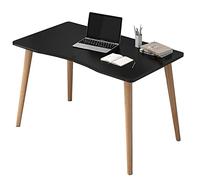 WDSOPK Modern Wooden Computer Desk 120x60x73 cm Solid Wood Legs White Study Writing Table for Home Office Gaming & StudyStylish & Functional Workspace Furniture（Negro-100 * 60 * 73CM）