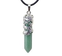 WDSOPK Natural Crystal Stone Hexagonal Prism Ethnic Pendant Dragon Necklace Quartz Rope Necklaces Hanging Jewelry for Women Men Primary Stones and Minerals