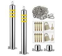 WDSOPK Parking Barrier Security Posts for Driveways Removable 5m Warning Chain Stainless Steel Detachable Post for Commercial or Private Use
