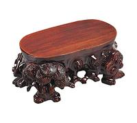 WDSOPK Plant Stool Wooden Vase Base Wood Root Carving Strange Stone Relief Stone Bottom Bracket Antique Vase Flower Pot Buddha Statue Handicraft Ornament Base Plant Stand Outdoor(B)