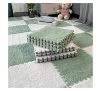 WDSOPK Plush Foam Puzzle Play Mat - Interlocking Carpet Tiles, 12x12, 10mm Thick, Soft Anti-Slip Floor Mat Perfect for Crawling and Playing (Green+white 50Pcs)