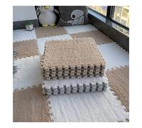 WDSOPK Plush Foam Puzzle Play Mat - Interlocking Carpet Tiles, 12x12, 10mm Thick, Soft Anti-Slip Floor Mat Perfect for Crawling and Playing (Light Coffee+white 50Pcs)