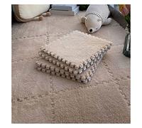 WDSOPK Plush Foam Puzzle Play Mat - Interlocking Carpet Tiles, 12x12, 10mm Thick, Soft Anti-Slip Floor Mat Perfect for Crawling and Playing (Light Coffee 50Pcs)