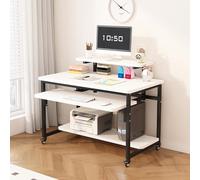 WDSOPK Portable Laptop Desk with Wheels, Mobile Standing Desk, Small Computer Table, Sofa Side Table, Compact Workstation - Perfect for Home Office and Study!（A-90x50x92cm）