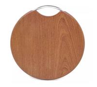 WDSOPK Portable Round Wooden Cutting Board With Metal Handle, Small Solid Wood Charcuterie & Chopping Butcher Block Board Kitchen Meal Prep & Serving Tray For Meat Vegetables