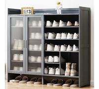 WDSOPK Pull Out Shoe Rack Rotating Stackable Pull-Out Storage Cabinet Vertical Shelf Organizer Adjustable,Hidden Shoe Cabinet Free Standing Tipping Bucket Shoes Storage Cabinet,(Grey-117x32x106cm)
