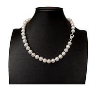 WDSOPK Real Cultured White Potato Shape Pearl 10-11mm Necklace 925 Silver Clasp Pendant necklace