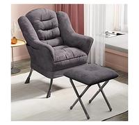WDSOPK Reclining Modern Cotton Fabric Lazy Chair with Ottoman,Accent Contemporary Lounge High Back Chair,Upholstered Single Leisure Sofa Chair with Armrests and Thick Padded Bac（Grey）