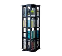 WDSOPK Rectangular Bookshelf 4 Tiers 360° Rotating Bookshelf 360° Display Corner Bookshelves Large Bookcase Floor Rack Bookcase (Black)
