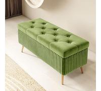 WDSOPK Rectangular Storage Pouf Indoor Bedroom Bench Wooden Stool with Legs Entryway Storage Ottoman 100cm Stylish Container Seat Versatile Home Décor Color I(L-100cm)