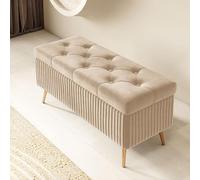 WDSOPK Rectangular Storage Pouf Indoor Bedroom Bench Wooden Stool with Legs Entryway Storage Ottoman 100cm Stylish Container Seat Versatile Home Décor Color I(A-120cm)