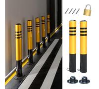 WDSOPK Retractable Parking Bollards, Garage Removable Safety Bollard, Reflective Barrier Pole for Traffic Areas, Includes Bolts & Lock （W X H-11.4 x 75cm (4 1)）