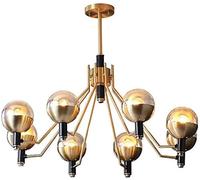 WDSOPK Rustic Spherical LED Copper Ceiling Light Creative DNA Molecule Pendant Lights Multi-Head Glass Ball Chandelier 8 Heads