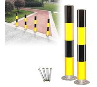 WDSOPK Safety Cones, Heavy Duty Traffic Control Bollard with Bolts, Parking Barrier Post, Warning Column, Space Blocker, Night Reflective Bolt Down Pillar （Black Yellow-11.4 x 80cm）