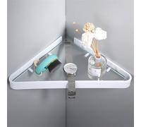 WDSOPK Shower Caddy Space Aluminum Wall Shelf Bathroom Storage Rack, White Glass Kitchen Storage Rack Bathroom Shelf Storage,Punch Free