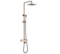 WDSOPK Shower Set Rose Gold Thermostatic Wall Mounted Diverter Mixer Brass Bathroom Shower Taps Set with 10 * 8 inch Rainfall Shower Head and Handshower, Luxury Shower System,A（D）
