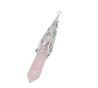 WDSOPK Silver Plated Natural Amethysts Opal Crystal Stone Hexagon Prism Point Men Women Necklace Pendants Jewelry Primary Stones and Minerals