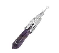 WDSOPK Silver Plated Natural Amethysts Opal Crystal Stone Hexagon Prism Point Men Women Necklace Pendants Jewelry Primary Stones and Minerals