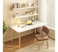 WDSOPK Simple Computer Desk with Storage Shelf,Modern Writing Gaming Stable Work Study 2-Tier Design Space Saving for Home Office,A,80CM(A-140CM)