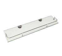 WDSOPK Single Tier Bathroom Glass, Tempered Glass Bathroom Wall Organizer with Guardrail, Wall Mounted Rectangular for Storage and Display (60cm)