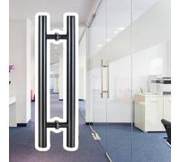 WDSOPK Sliding Glass Door Handles Matte Finish Two Sides Push Pull Design for Indoor and Outdoor Use Stylish Round Bar for Bathroom Shower Doors 60cm Size and Modern Design（Black-50cm）