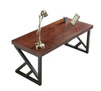 WDSOPK Solid Wood And Metal Modern Industrial Home Office Computer Table Dark Brown Pine Writing Table Workstation Study Desk Office Furniture（94.5x39.4x29.5inch）