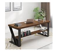 WDSOPK Solid Wood Home Office Computer Desk, Gaming Table Workstation With Shelves And Metal Legs, Width 120-280CM Square Wooden Table（70.9x31.4x29.5inch）