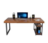 WDSOPK Solid Wood Industrial Computer Desk, Home Office Workstation Gaming Writing Table Office Furniture, Sturdy Metal Stand（70.9x31.4x29.5inch）