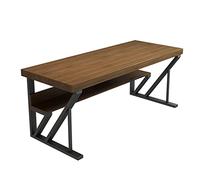 WDSOPK Solid Wood Industrial Home Office Computer Desk, Workstation Desk Gaming Table With Metal Square Tube Legs And Open Shelves（78.7x31.4x29.5inch）