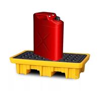 WDSOPK Stackable Industrial Spill Containment Platform, Modular Polyethylene Pallet with Drain Outlet, Heavy-Duty Yellow & Black Load Capacity Tray(Black+yellow-66x36x12cm)