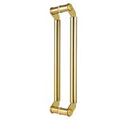 WDSOPK Stainless Steel Barn Door Handle Set, Solid Push Pull Hardware, Round Glass Gate Handle for Garage, Shed, Office - Gold 80cm/31.5in & Black 150cm/59in