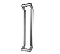 WDSOPK Stainless Steel Barn Door Handle Set, Solid Push Pull Hardware, Round Glass Gate Handle for Garage, Shed, Office - Gold 80cm/31.5in & Black 150cm/59in