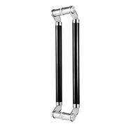WDSOPK Stainless Steel Barn Door Handle Set, Solid Push Pull Hardware, Round Glass Gate Handle for Garage, Shed, Office - Gold 80cm/31.5in & Black 150cm/59in