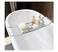 WDSOPK Stainless Steel Bathtub Caddy Expandable Bathtub Caddy Vanity Non-Slip Bath Table Tray Bathtub Toys for Luxury Bathroom Accessories (Silver)