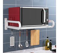 WDSOPK Stainless Steel Microwave Stand & Storage Rack Wall Mounted Oven Shelf Bracket Multifunctional for Kitchen Spices & Appliances Durable & Stylish Solution (White 58Cm)