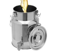 WDSOPK Stainless Steel Milk Bucket with Faucet, 201 Steel Milk Can with Sealed Lid, Keep Food Dry and Fresh Large Wine Pail Liquid Container,Silver,24L/6.3Gallon (Silver 68L/17.9Gallon)