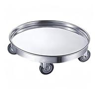 WDSOPK Stainless Steel Stock Pot Rack with Wheeled Base, Round Trolley Planter Saucer Tray, Mobile Plant Pallet Caddy(Silver-62x17cm