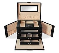 WDSOPK Storage box Jewelry Box, Jewelry Box With Lock Mirror And 3 Detachable Drawers, 4-Layer Large Space For Women And Girls Jewelry St