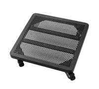 WDSOPK Sturdy Metal Flower Pot Stand with Rolling Wheels - Square Planter Cart for Large Pots, Includes Dolly Tray Coaster for Indoor/Outdoor Gardening, Heavy-Duty Plant Display(Noir-40*40*9cm)
