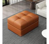 WDSOPK Stylish Dark Green Leather Foot Stool & Storage Bench - Multifunctional Pouffe Shoe Change Seat Bedroom Vanity End of Bed(Orange-80x60x43cm)