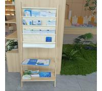 WDSOPK Tall Magazine Rack Floor Standing - Large Small Brochure Display Stand w/Mounting Kit - Reading Book Display Rack for Children, Adolescents, Elderly, Easy To Install (Natural Small)