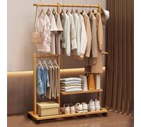 WDSOPK Trouser Rack Removable Pull-Out Rack Wardrobe Storage Expandable Space Saving Drawer-Style Hanger Rod Rolling Trolley Multifunctional,Clothing rack,Bamboo Coat Rack with (31.5in)