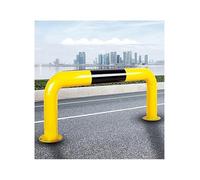 WDSOPK U Shape Security Bollards, 3.9/7.9/11.8 in High Black & Yellow Traffic Warning Posts for Parking, Garage, Driveway, Warehouse - Car Blocker & Wall Protector（800x300x1.5mm）