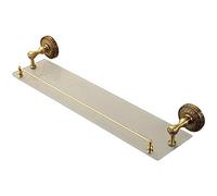 WDSOPK Vintage Bronze Brass Glass Holder Bathroom Shelf Wall Mounted Storage Stand Rack with Towel Bar Antique Solid Brass Rustproof Copper Floating Shelving for Cosmetics