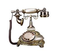 WDSOPK Vintage Corded Phone, Retro Rotary Dial Landline Telephone, Desk Phone for Home Office Hotel Decoration,Silver,Gold (Silver)