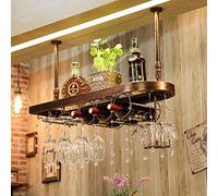 WDSOPK Vintage Industrial Wall Mounted Goblet Stemware Racks Ceiling Hanging Wine Glass Racks for Bathroom Towels Shelf and Flower Stand (B 100 cm (39 in))